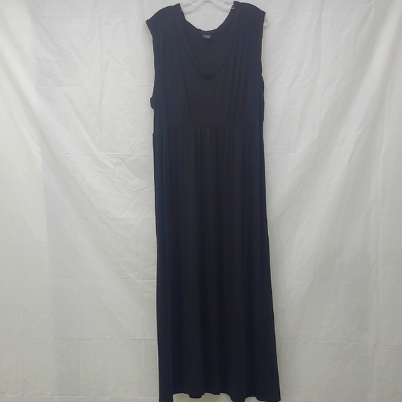 Black Sleeveless Maxi Dress Stretchy Scoop Neck Bohemian WhimsiGoth - Picture 1 of 7